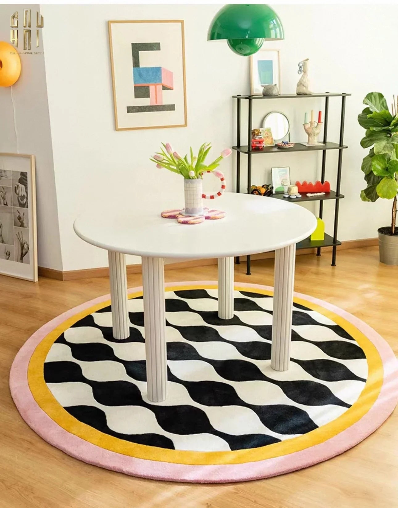 Thảm Tròn Nhung Bỉ D120 - Illusion Circle-THẢM TRÒN - THẢM BED-CẬU HAI HOME DECOR
