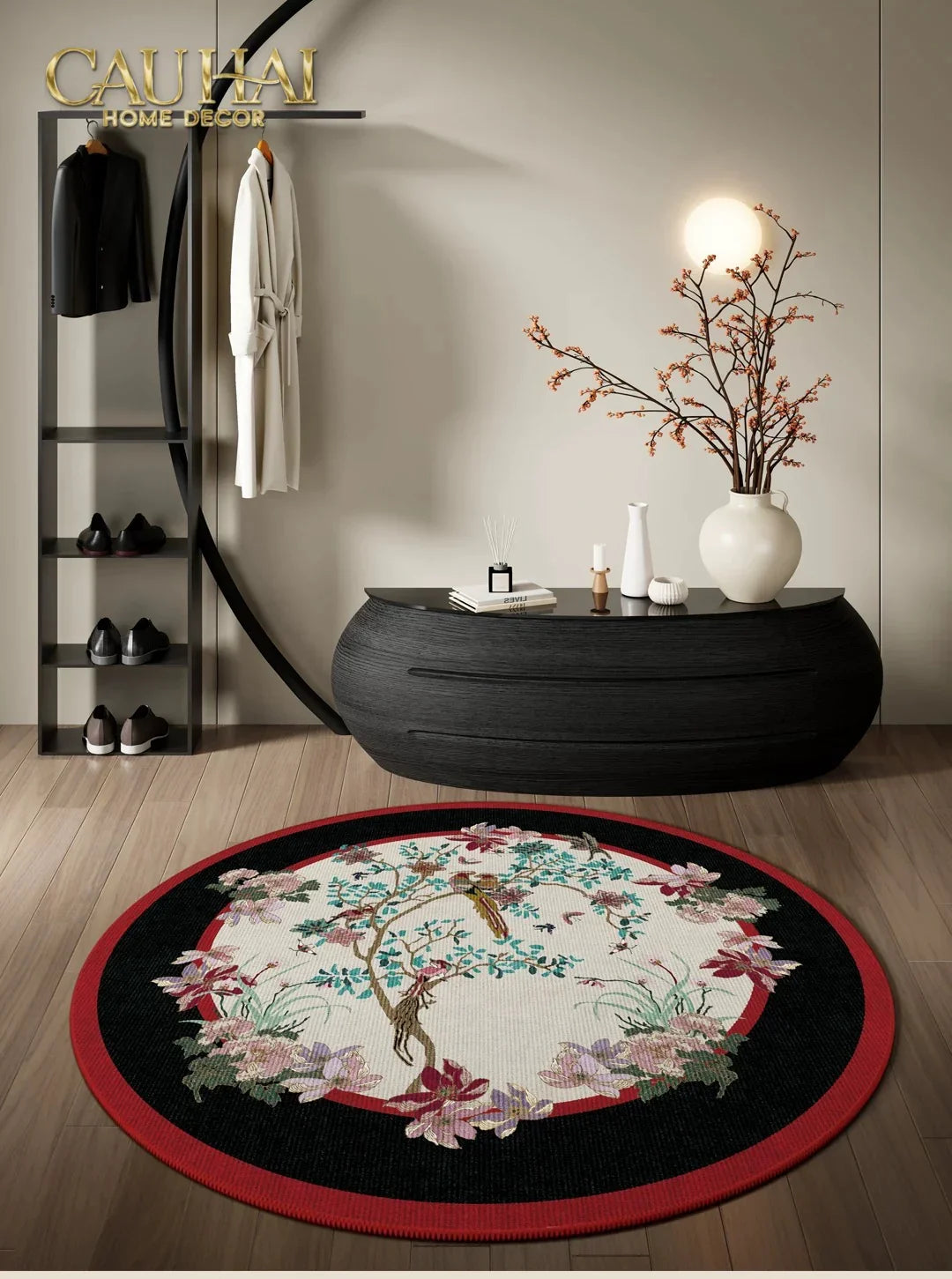 Thảm Tròn Nhung Bỉ D160 - Nocturne Avian Impériale Rectangular-THẢM TRÒN - THẢM BED-CẬU HAI HOME DECOR