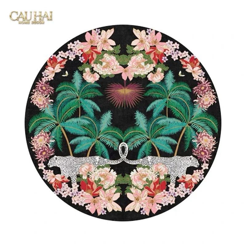 Thảm Tròn Nhung Bỉ D160 - Nocturne Jungle Panthera-THẢM TRÒN - THẢM BED-CẬU HAI HOME DECOR