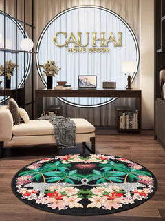Thảm Tròn Nhung Bỉ D160 - Nocturne Jungle Panthera-THẢM TRÒN - THẢM BED-CẬU HAI HOME DECOR