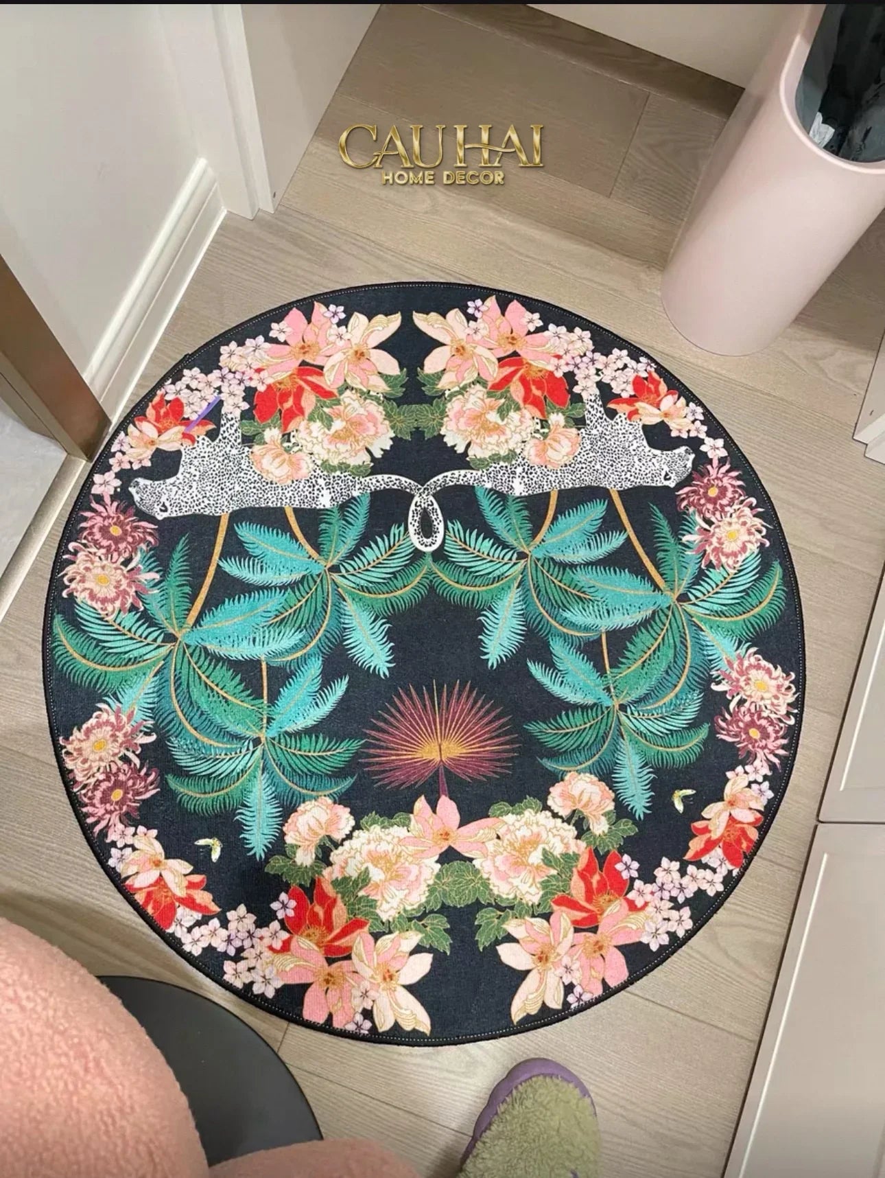 Thảm Tròn Nhung Bỉ D160 - Nocturne Jungle Panthera-THẢM TRÒN - THẢM BED-CẬU HAI HOME DECOR