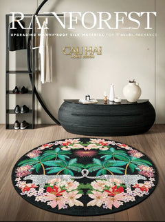 Thảm Tròn Nhung Bỉ D160 - Nocturne Jungle Panthera-THẢM TRÒN - THẢM BED-CẬU HAI HOME DECOR