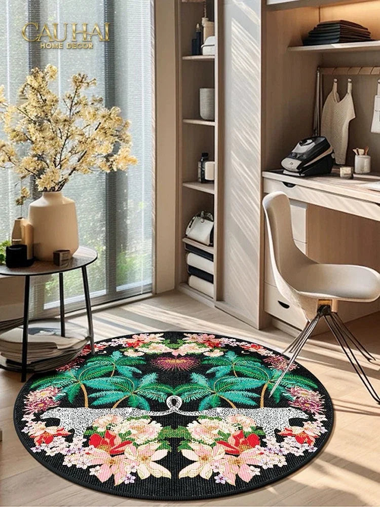 Thảm Tròn Nhung Bỉ D160 - Nocturne Jungle Panthera-THẢM TRÒN - THẢM BED-CẬU HAI HOME DECOR