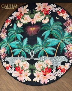 Thảm Tròn Nhung Bỉ D160 - Nocturne Jungle Panthera-THẢM TRÒN - THẢM BED-CẬU HAI HOME DECOR