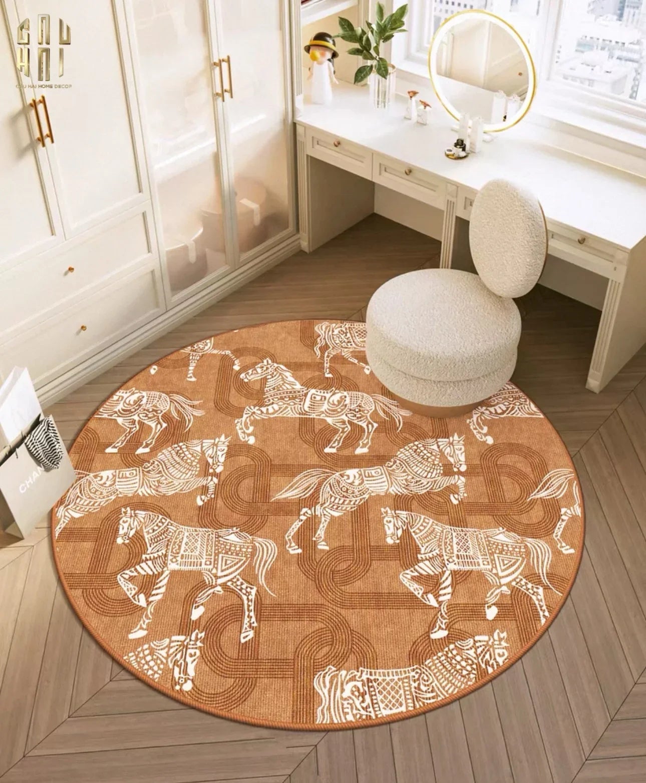 Thảm Tròn Nhung Bỉ D160/200 - Arrakis Cavalier-THẢM TRÒN - THẢM BED-CẬU HAI HOME DECOR