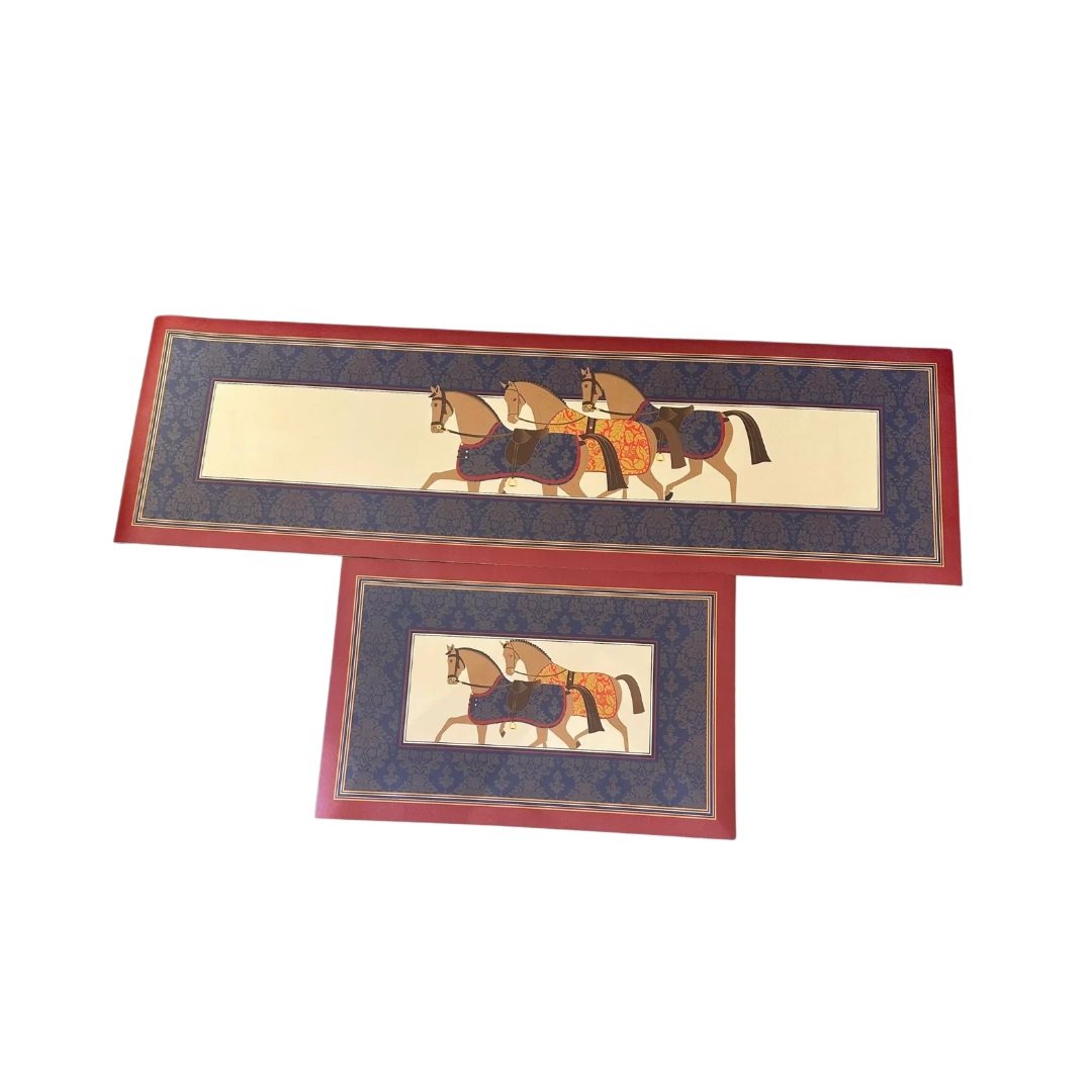 Set Thảm Bếp Micro Nappa Gen 8 Équestre Bordeaux Marine 45*75/45*150