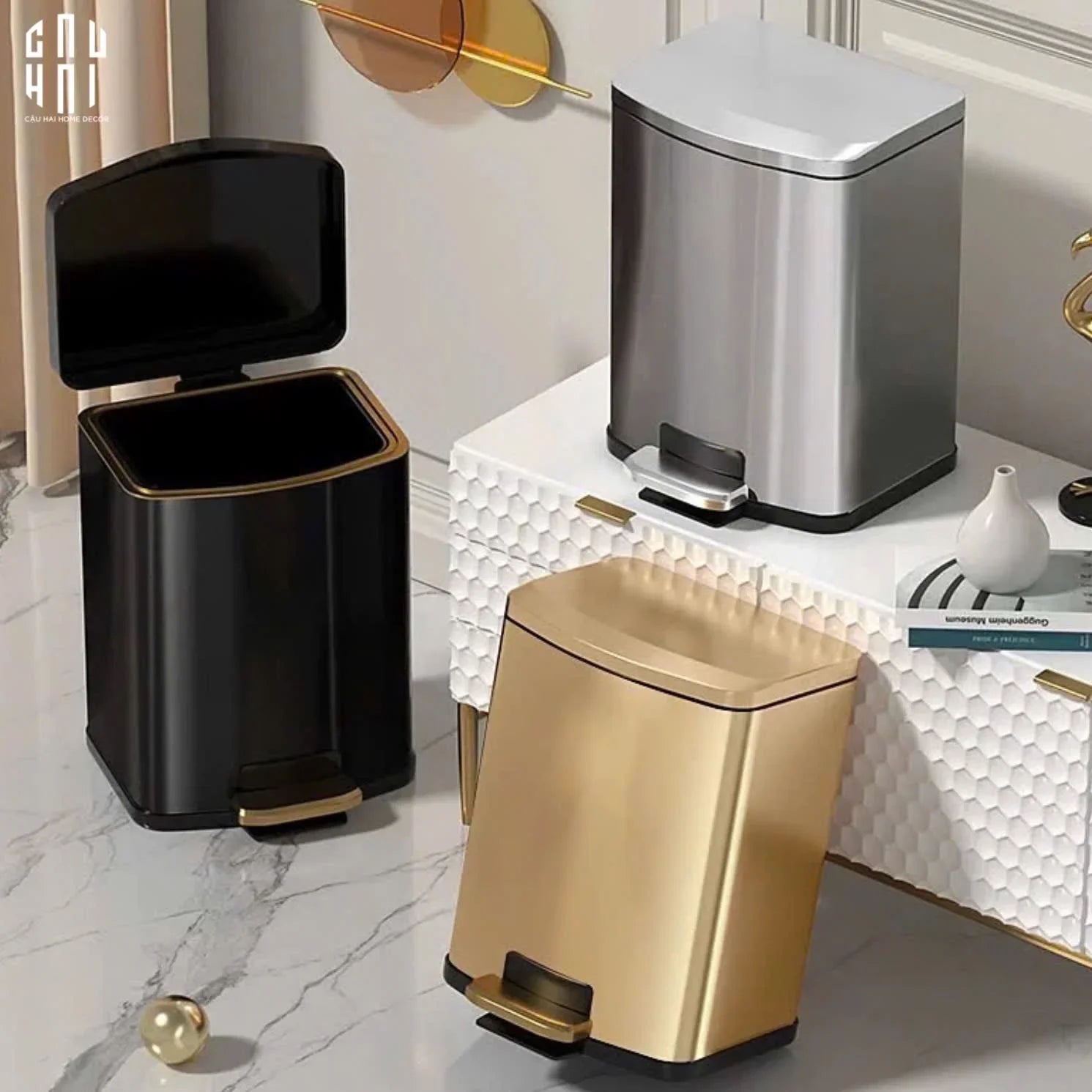 Thùng Rác 20L Cao Cấp Golden Elite Premium-Thùng Rác-CẬU HAI HOME DECOR