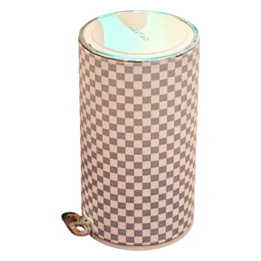 Thùng Rác Bọc Da Cao Cấp 15L - Damier Blanc L Class Trash Bin - Cậu Hai Home Decor