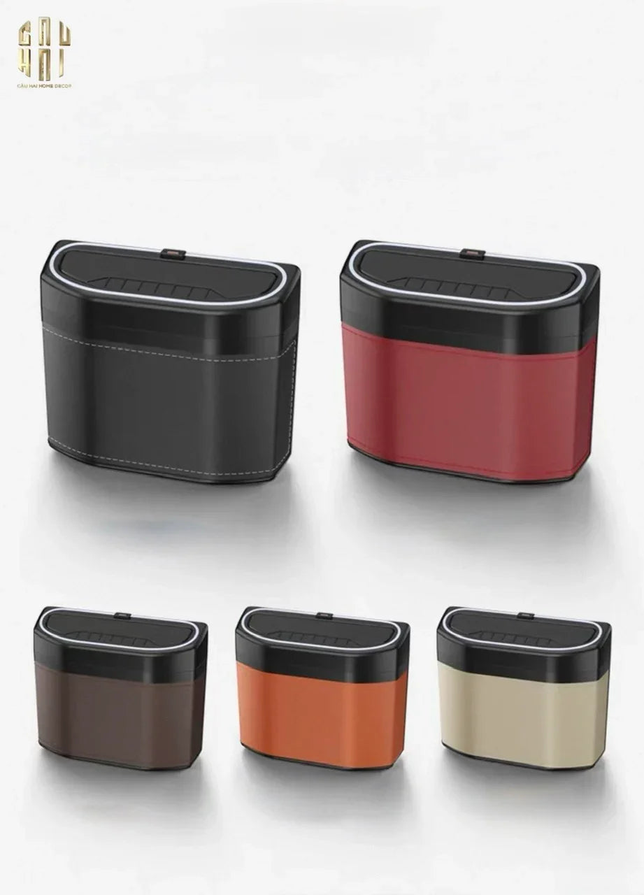 Thùng Rác Bọc Da Car Mini Bin - Cognac-Thùng Rác-CẬU HAI HOME DECOR