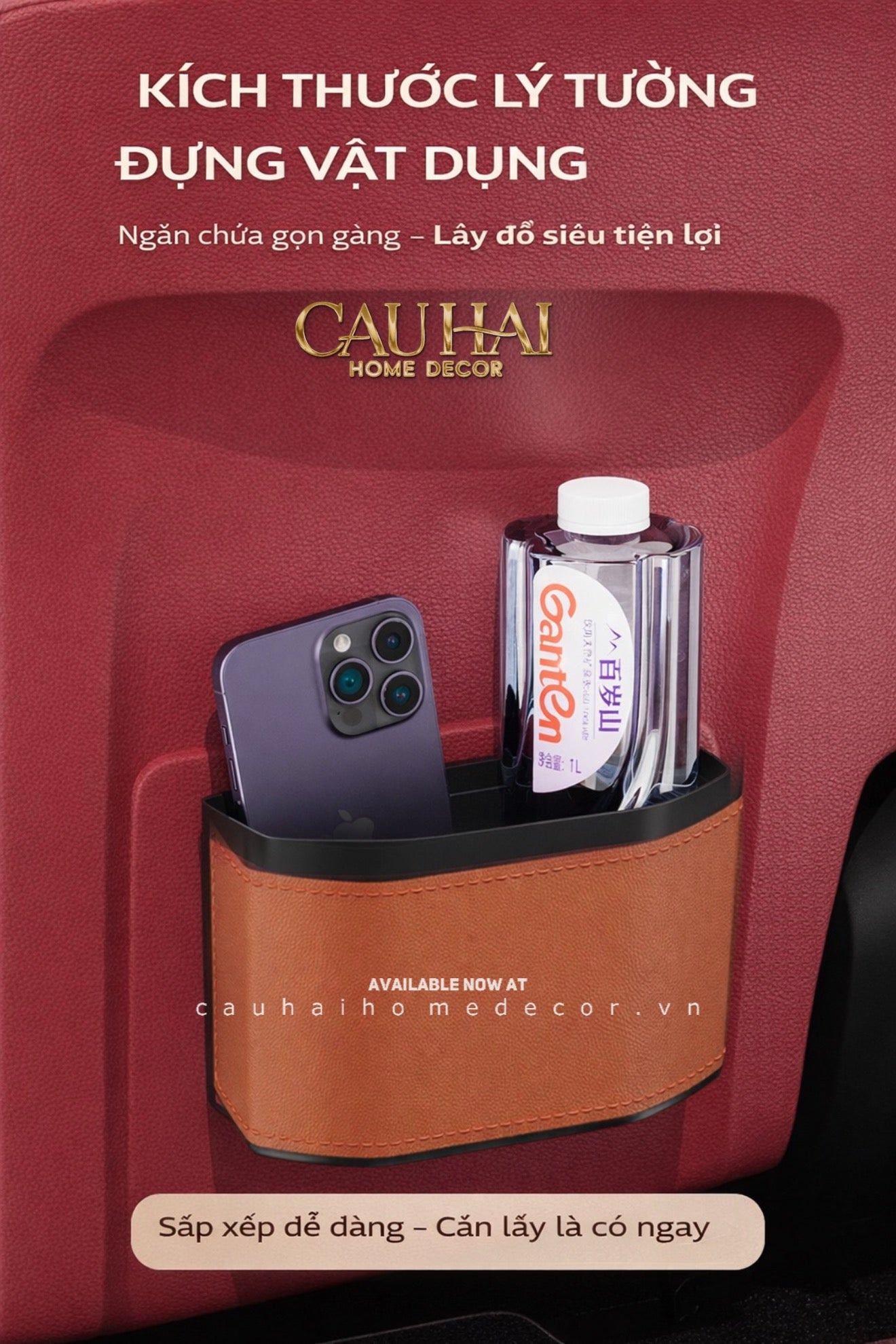 Thùng Rác Bọc Da Car Mini Bin - Cognac-Thùng Rác-CẬU HAI HOME DECOR