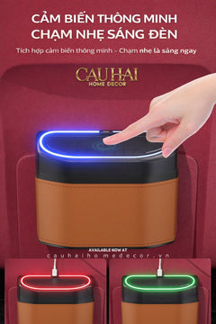 Thùng Rác Bọc Da Car Mini Bin - Cognac-Thùng Rác-CẬU HAI HOME DECOR