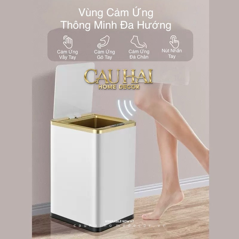 Thùng Rác Cảm Biến Vuông - Gold Ligne Hybrid Trash Cans 15L-CẬU HAI HOME DECOR