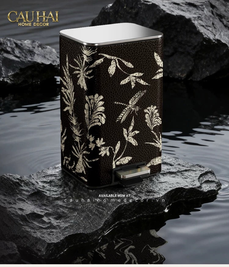Thùng Rác Cao Cấp Bọc Da Dragonfly 15L-Thùng Rác-CẬU HAI HOME DECOR