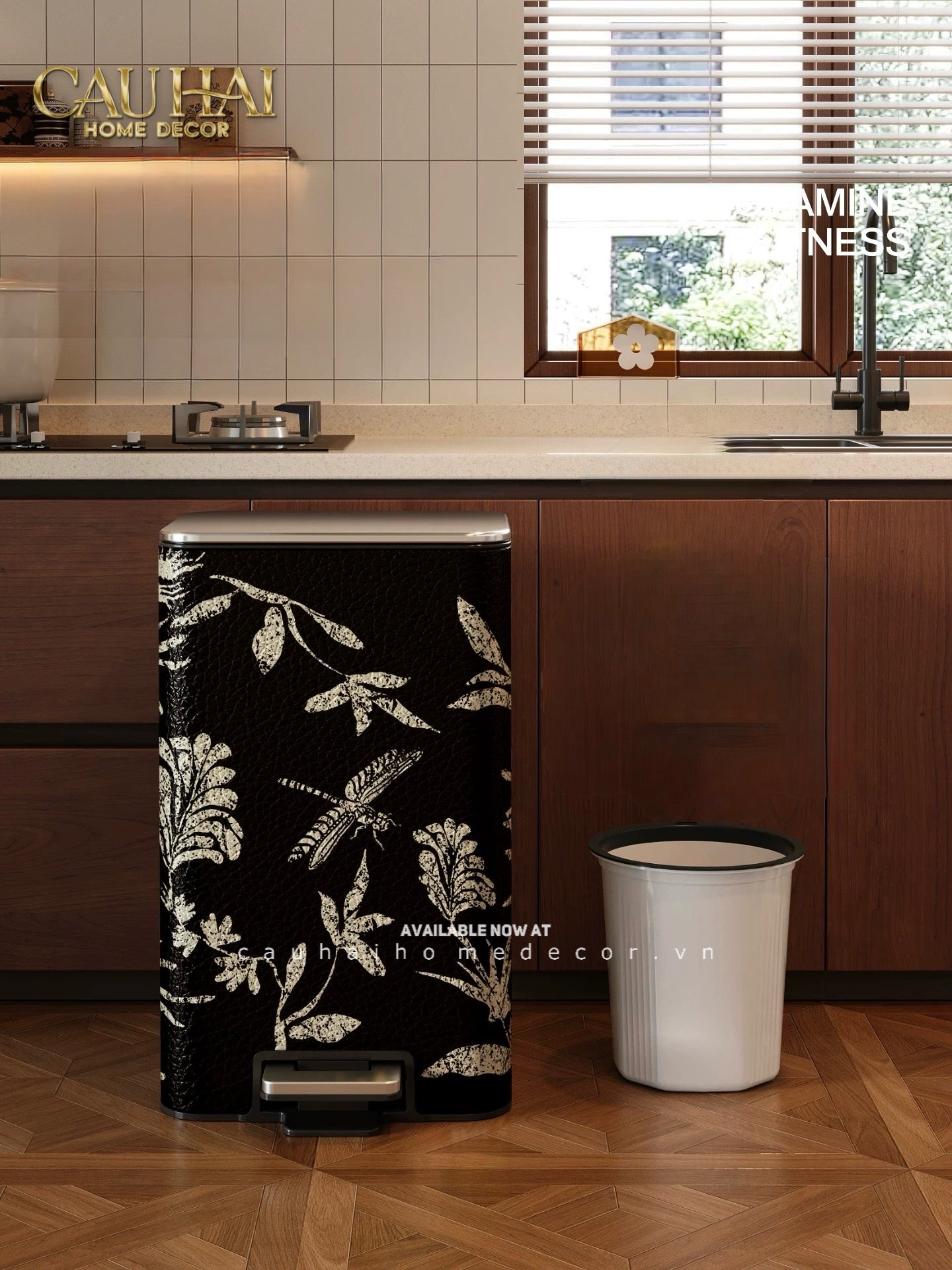 Thùng Rác Cao Cấp Bọc Da Dragonfly 15L-Thùng Rác-CẬU HAI HOME DECOR