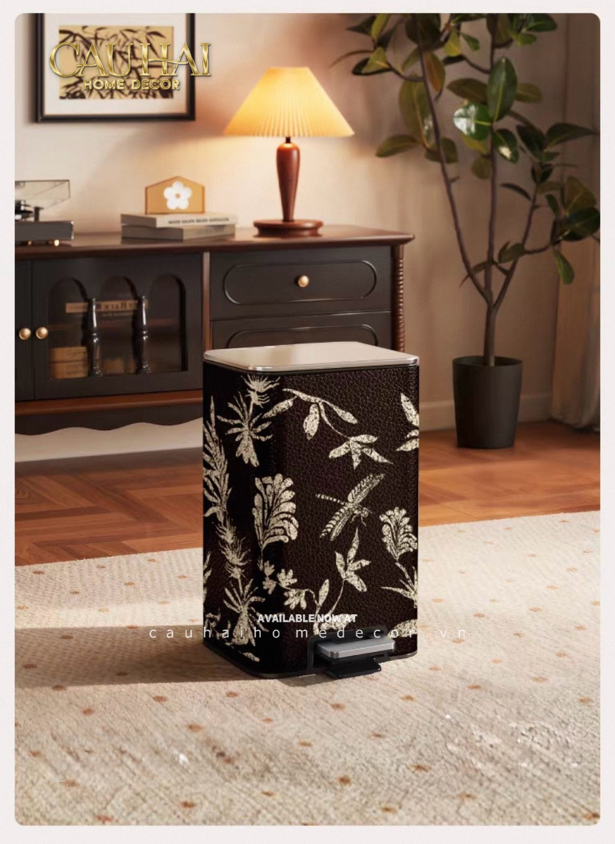 Thùng Rác Cao Cấp Bọc Da Dragonfly 15L-Thùng Rác-Đối tác tại Trung Quốc theo từng đơn đặt hàng-CẬU HAI HOME DECOR