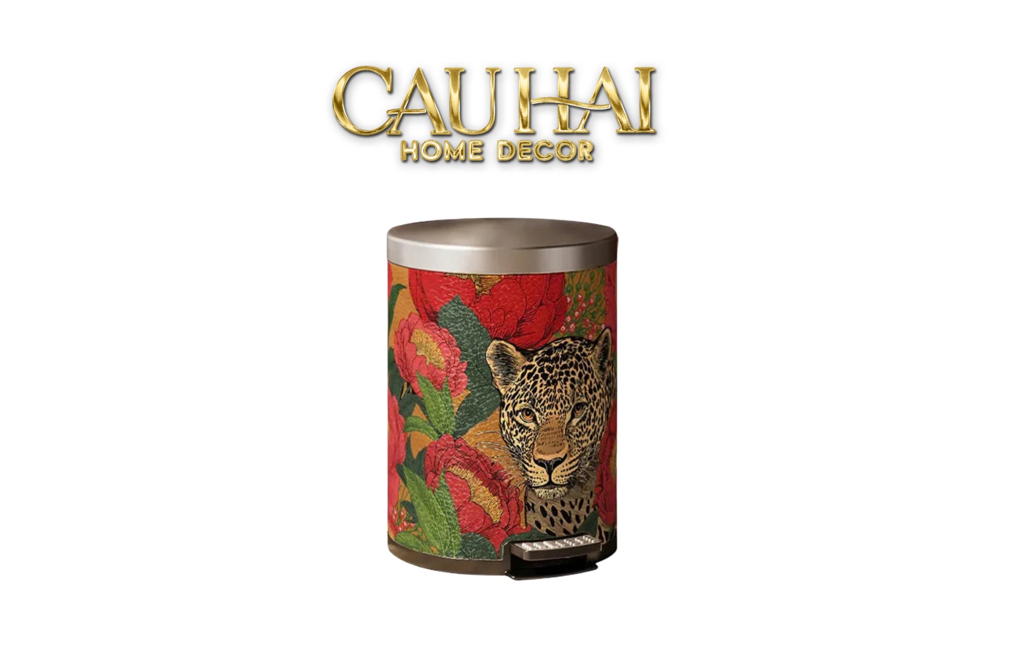 Thùng Rác Da Crimson Leopard Jungle D.O 14L-Thùng Rác-CẬU HAI HOME DECOR