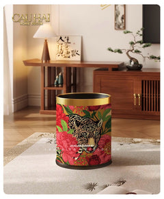 Thùng Rác Da Crimson Leopard Jungle D.O 14L-Thùng Rác-CẬU HAI HOME DECOR
