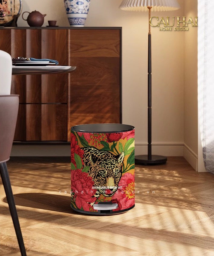 Thùng Rác Da Crimson Leopard Jungle D.O 14L-Thùng Rác-CẬU HAI HOME DECOR