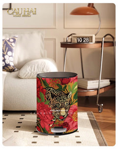 Thùng Rác Da Crimson Leopard Jungle D.O 14L-Thùng Rác-CẬU HAI HOME DECOR