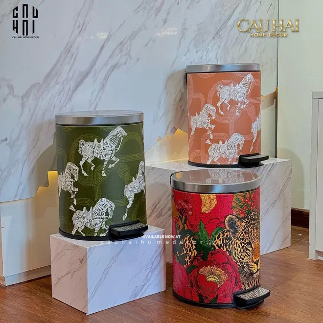 Thùng Rác Da Crimson Leopard Jungle D.O 14L-Thùng Rác-CẬU HAI HOME DECOR