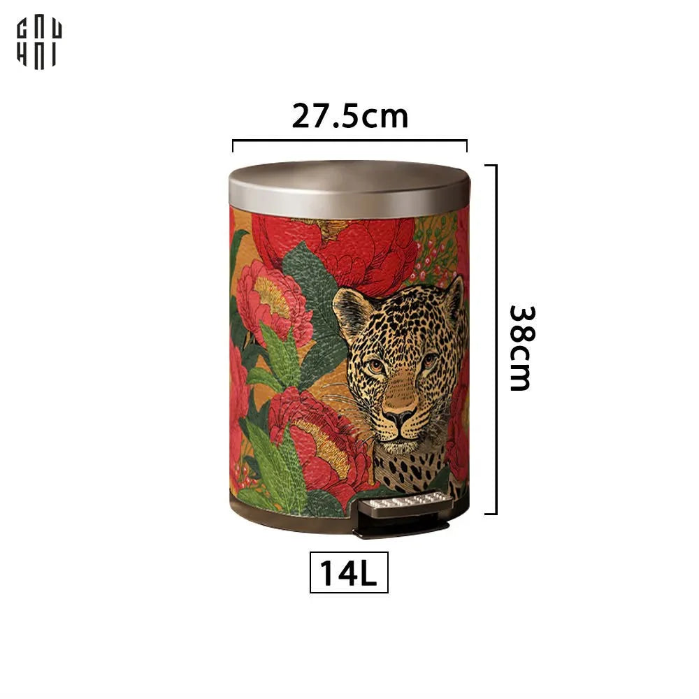 Thùng Rác Da Crimson Leopard Jungle D.O 14L-Thùng Rác-CẬU HAI HOME DECOR