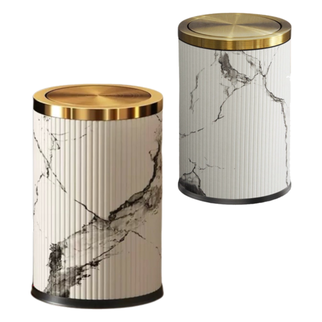 Thùng Rác Da Vân Đá Marble Prime Minimal Desk Trash Cans 9L 20x31 - CẬU HAI HOME DECOR