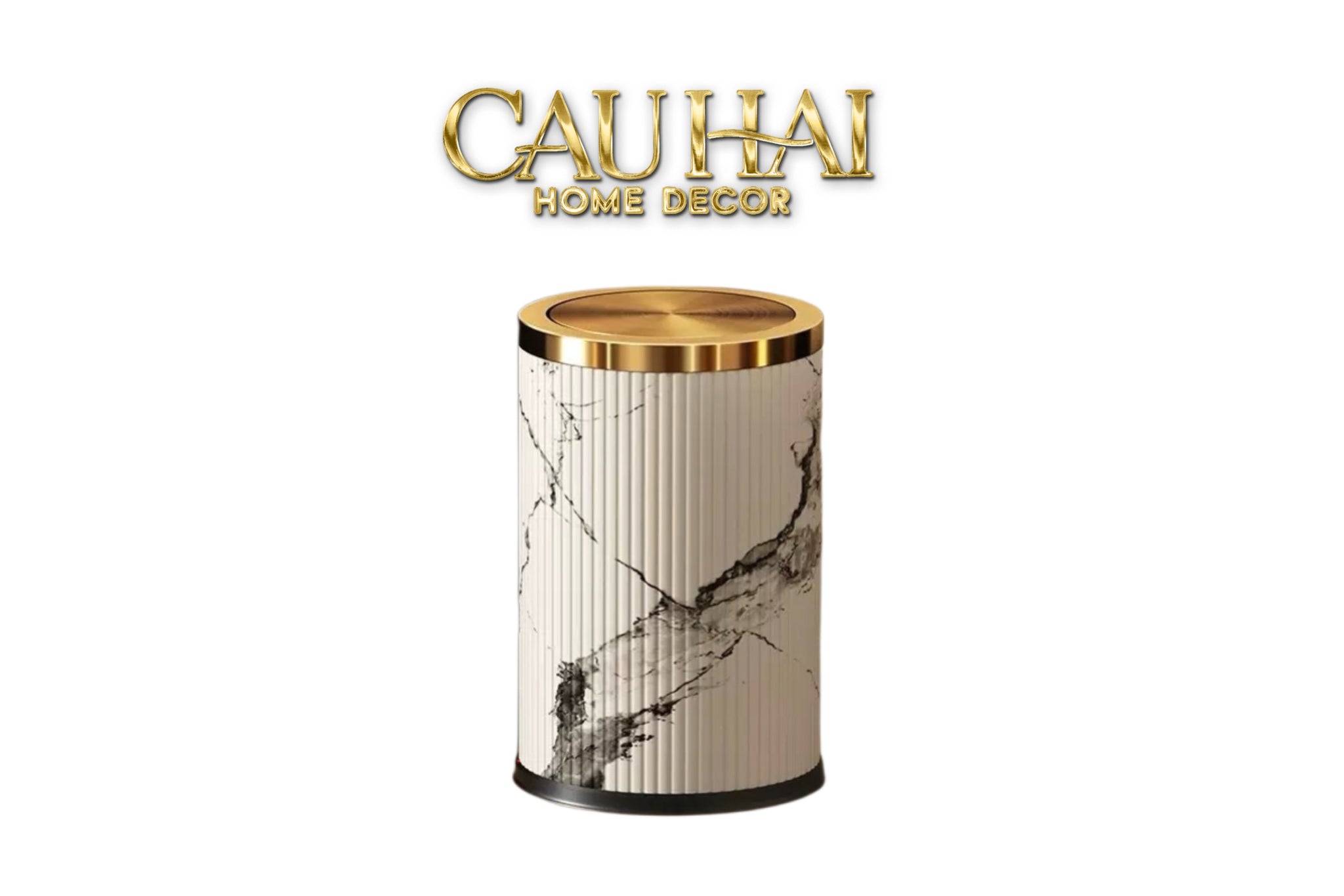 Thùng Rác Da Vân Đá Marble Prime Minimal Desk Trash Cans 9L 20x31-Thùng Rác-CẬU HAI HOME DECOR