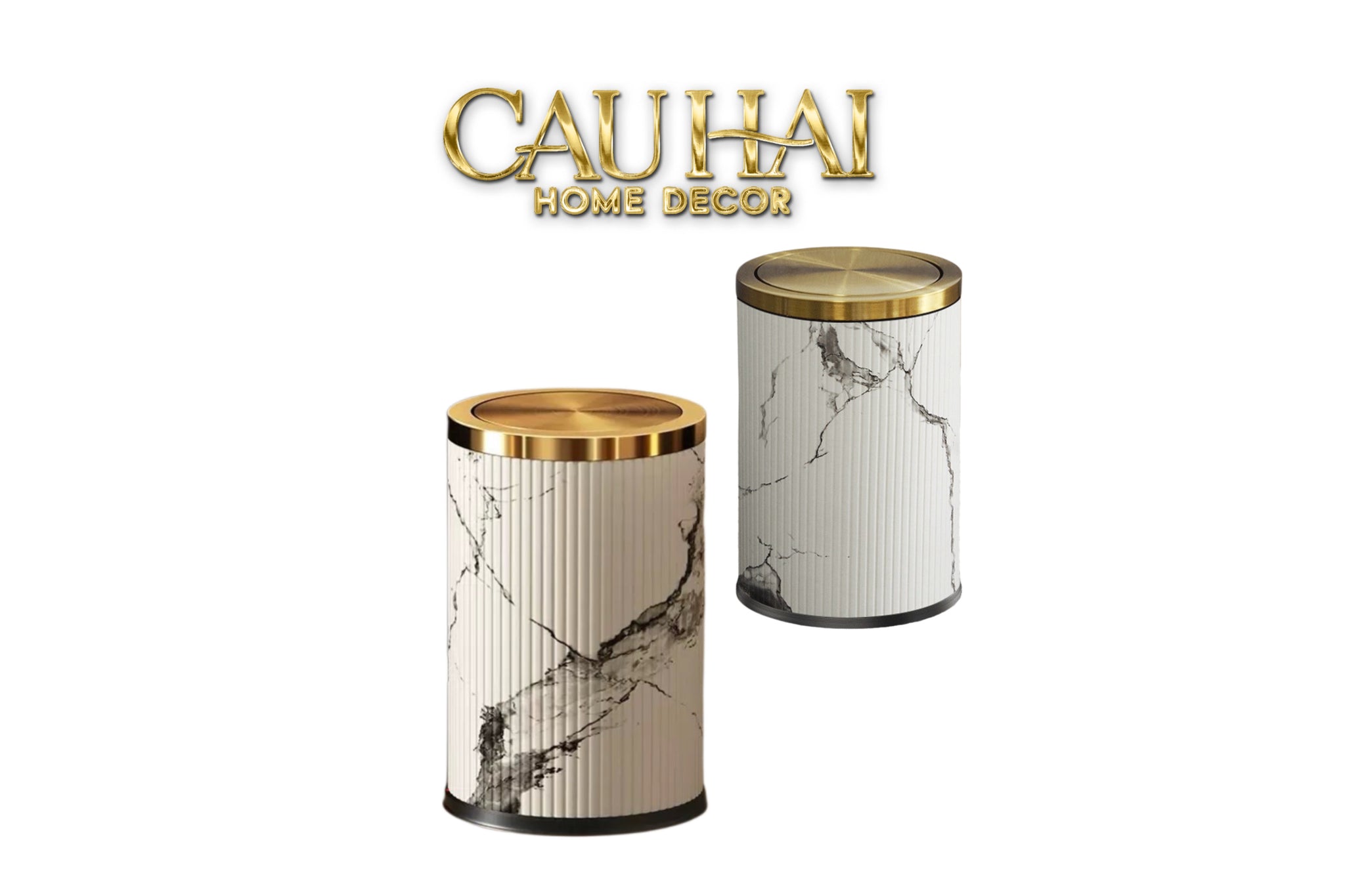 Thùng Rác Da Vân Đá Marble Prime Minimal Desk Trash Cans 9L 20x31-Thùng Rác-CẬU HAI HOME DECOR