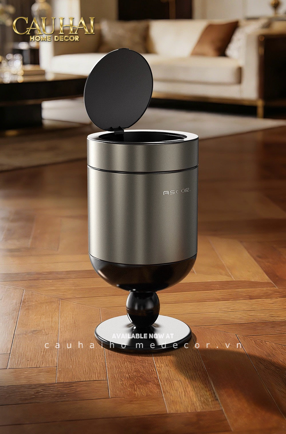 Thùng Rác Titanium Goblet Stainless Steel Modernist Trash Cans 20L 25x54-Thùng Rác-CẬU HAI HOME DECOR
