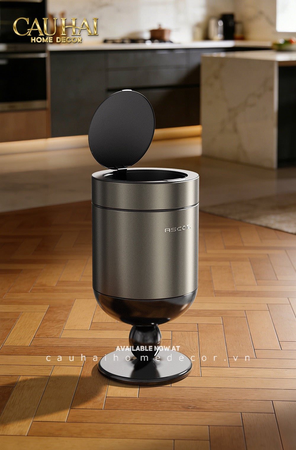 Thùng Rác Titanium Goblet Stainless Steel Modernist Trash Cans 20L 25x54-Thùng Rác-CẬU HAI HOME DECOR