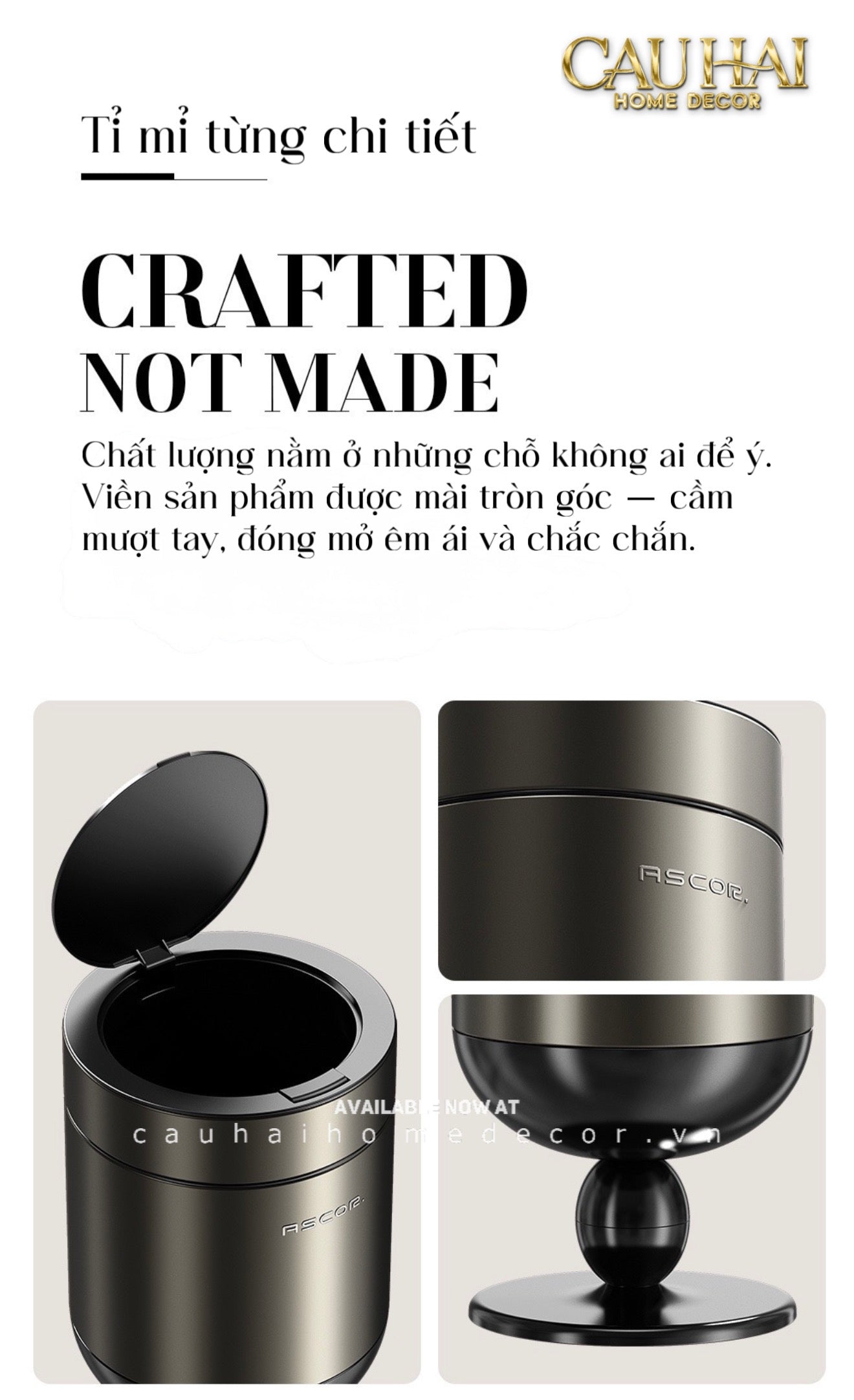 Thùng Rác Titanium Goblet Stainless Steel Modernist Trash Cans 20L 25x54-Thùng Rác-CẬU HAI HOME DECOR