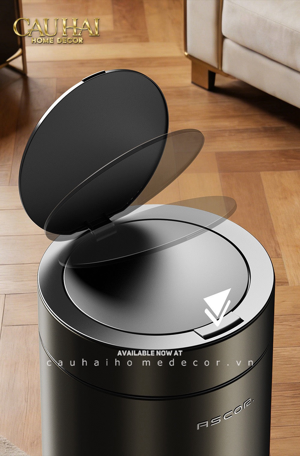 Thùng Rác Titanium Goblet Stainless Steel Modernist Trash Cans 20L 25x54-Thùng Rác-CẬU HAI HOME DECOR
