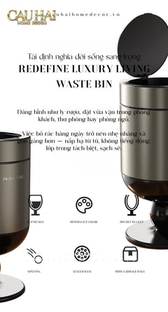 Thùng Rác Titanium Goblet Stainless Steel Modernist Trash Cans 20L 25x54-Thùng Rác-CẬU HAI HOME DECOR