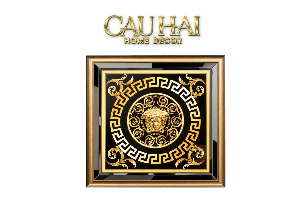 Tranh Gương Miroir Haute Joaillerie - Barocco Nero UV Medusa Iconic 90x90-TRANH TREO TƯỜNG-CẬU HAI HOME DECOR