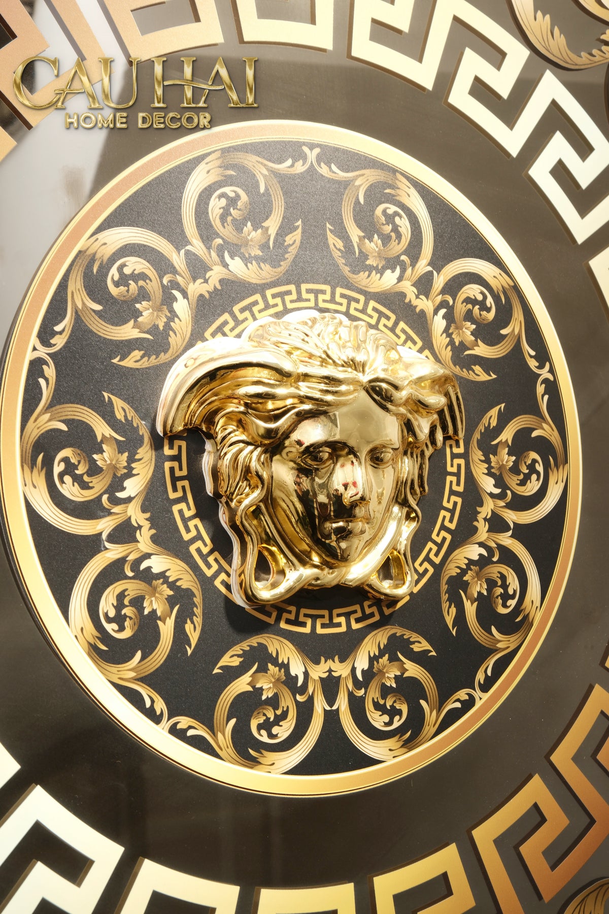 Tranh Gương Miroir Haute Joaillerie - Barocco Nero UV Medusa Iconic 90x90-TRANH TREO TƯỜNG-CẬU HAI HOME DECOR