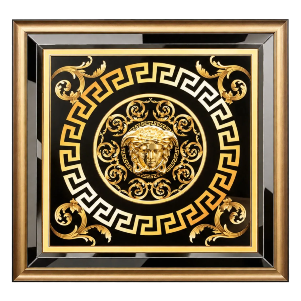 Tranh Gương Miroir Haute Joaillerie - Barocco Nero UV Medusa Iconic 90x90-TRANH TREO TƯỜNG-CẬU HAI HOME DECOR
