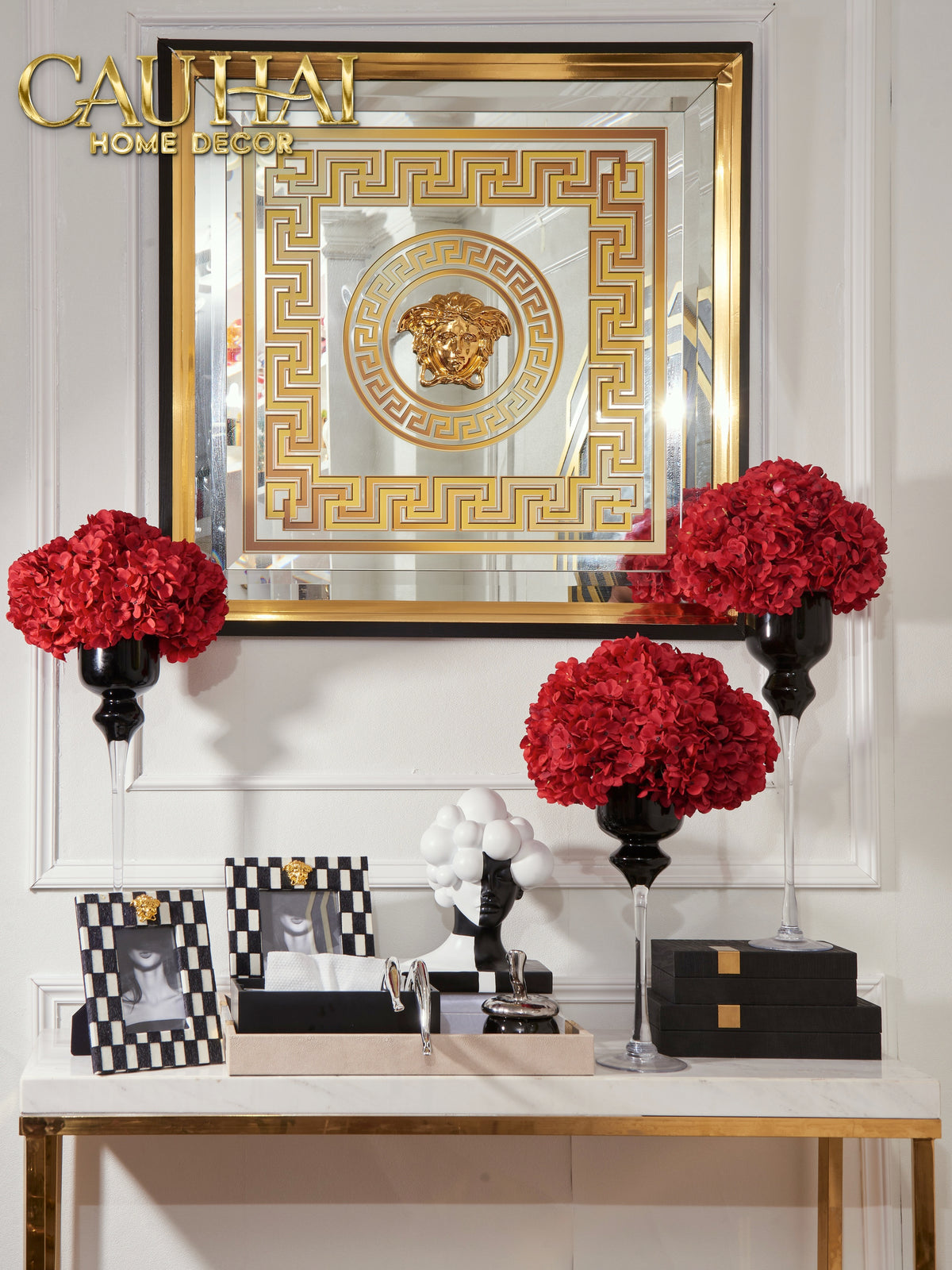 Tranh Gương Miroir Haute Joaillerie - Palazzo Greca UV Medusa Iconic 90x90-TRANH TREO TƯỜNG-CẬU HAI HOME DECOR