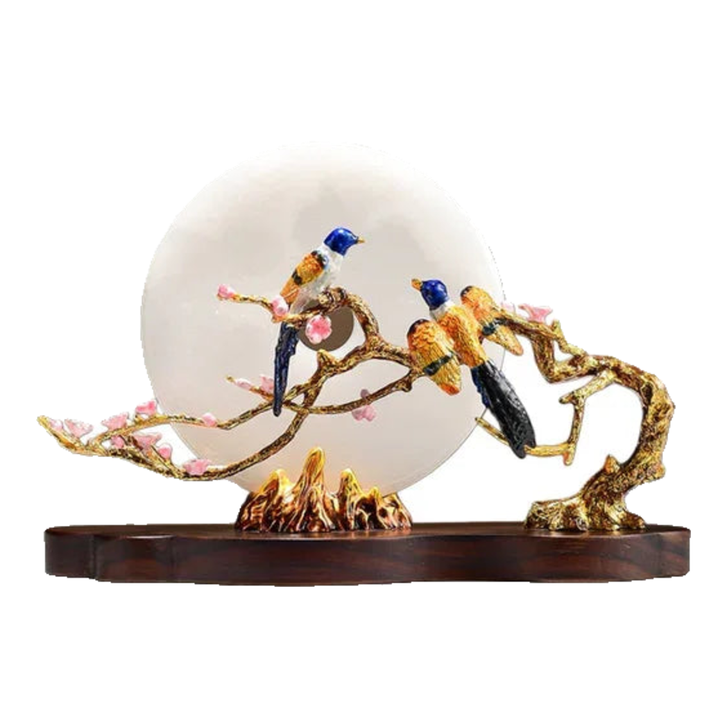 Maison Couture - Tượng Đá Cẩm Thạch Trắng Bạch Ngọc Hoàng Yến - Dynasty White Jade Canary 23x37x14