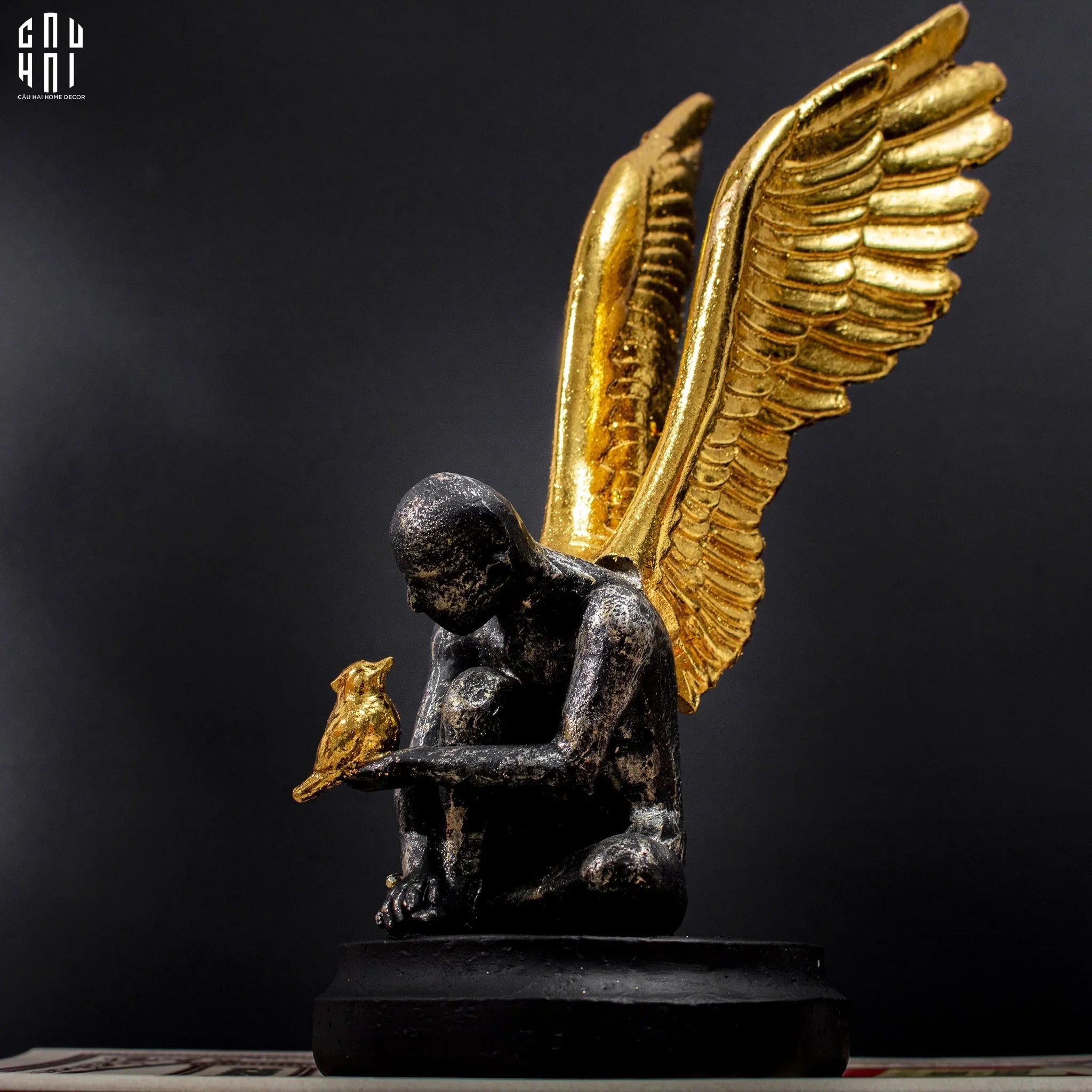 Tượng Black Angel Ss25-TƯỢNG TRANG TRÍ-CẬU HAI HOME DECOR