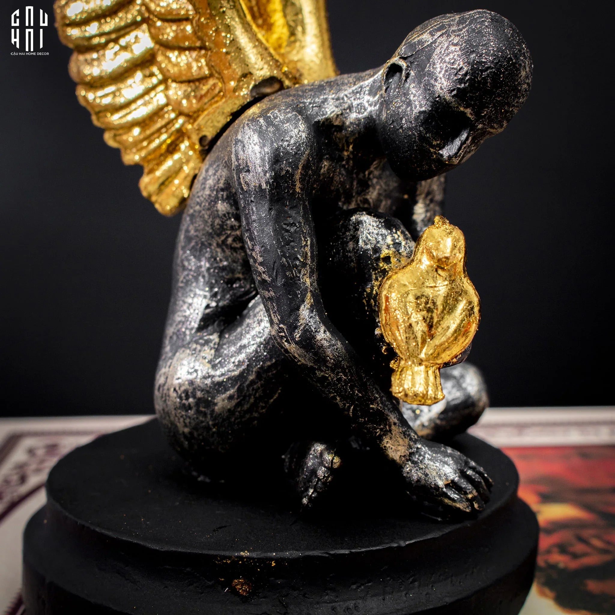Tượng Black Angel Ss25-TƯỢNG TRANG TRÍ-CẬU HAI HOME DECOR
