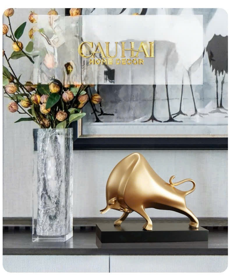 Tượng Bò Phố Wall Taureau Doré 24x10x20-TƯỢNG TRANG TRÍ-CẬU HAI HOME DECOR-CẬU HAI HOME DECOR