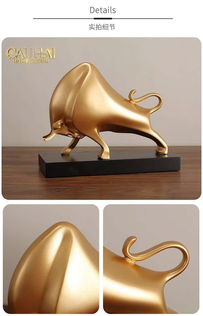 Tượng Bò Phố Wall Taureau Doré 24x10x20-TƯỢNG TRANG TRÍ-CẬU HAI HOME DECOR-CẬU HAI HOME DECOR