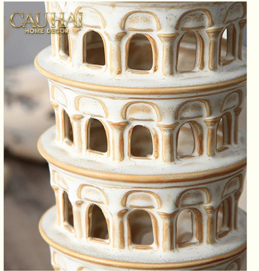 Tượng Ceramic Pisa Tower H43-TƯỢNG TRANG TRÍ-CẬU HAI HOME DECOR