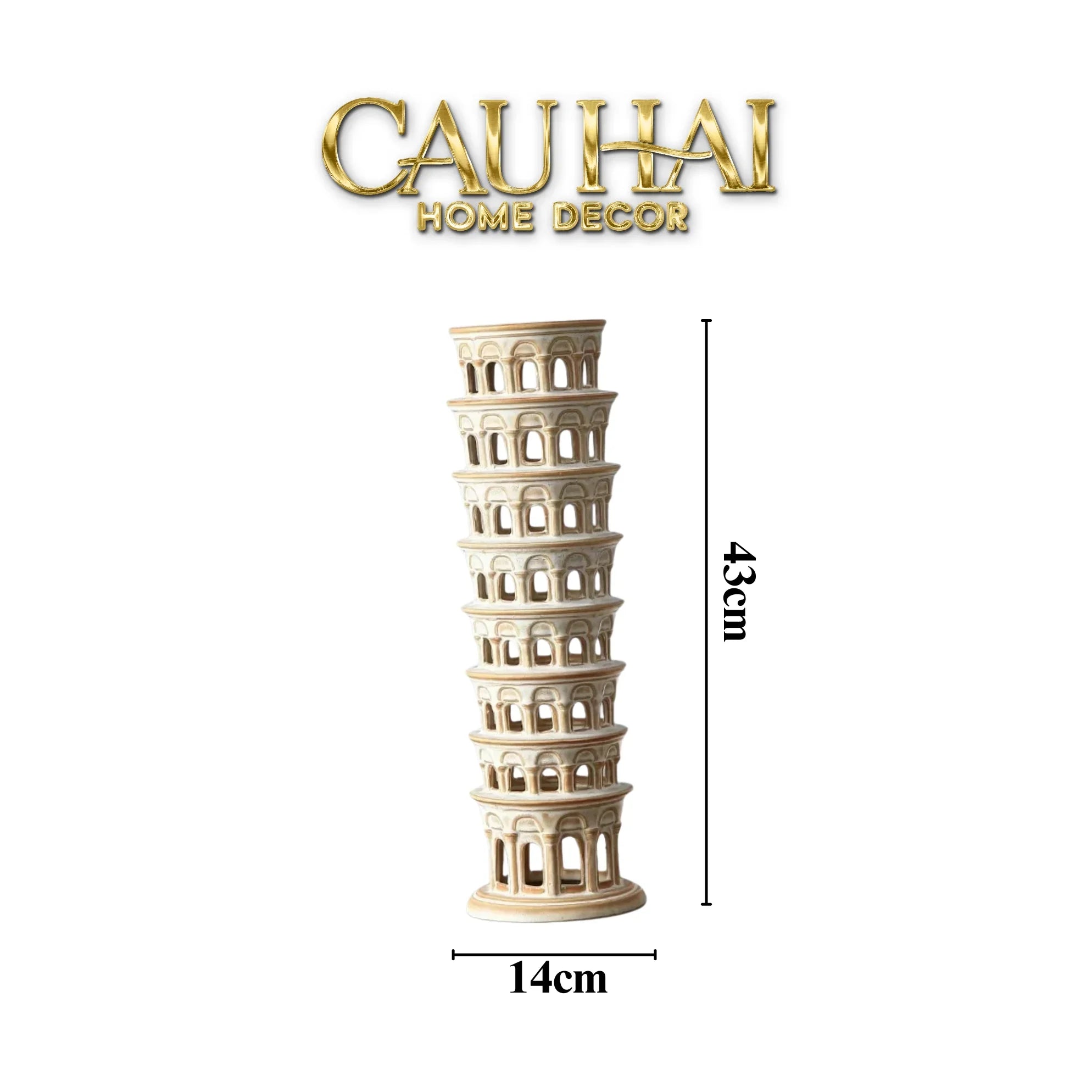 Tượng Ceramic Pisa Tower H43-TƯỢNG TRANG TRÍ-CẬU HAI HOME DECOR
