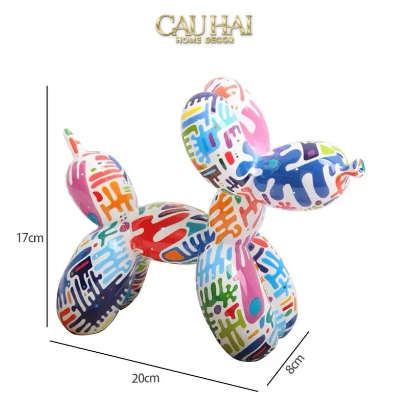 Tượng Chú Chó Puppy Balloon Urban Street Graffiti Toon Art 8x20x17-TƯỢNG TRANG TRÍ-CẬU HAI HOME DECOR