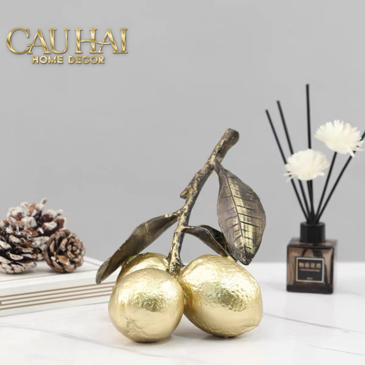 Tượng Chùm Chanh Mạ Vàng — Vermeil Citron Trois-TƯỢNG TRANG TRÍ-CẬU HAI HOME DECOR-CẬU HAI HOME DECOR