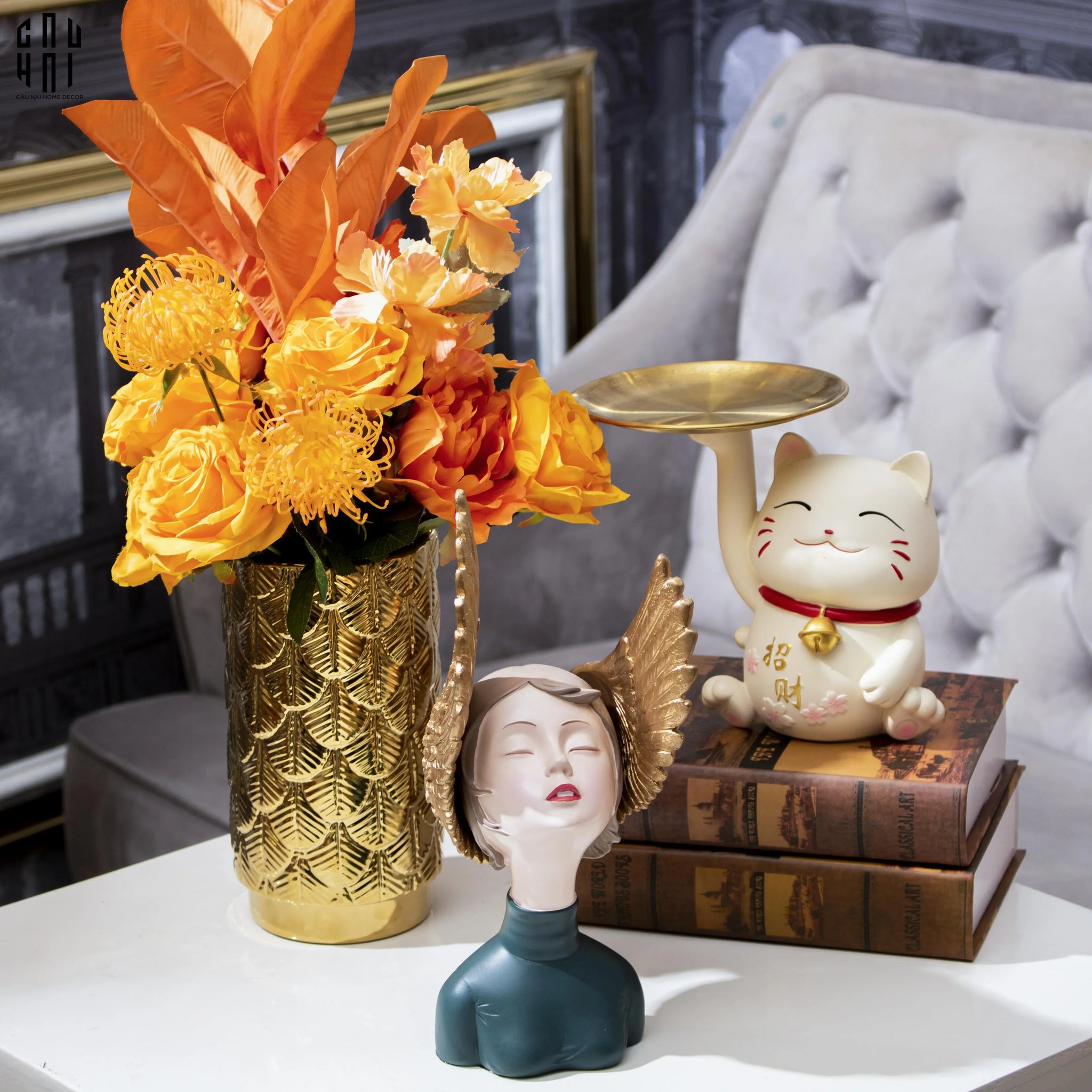 Tượng Cô Gái Jr Angelina H28-TƯỢNG TRANG TRÍ-CẬU HAI HOME DECOR