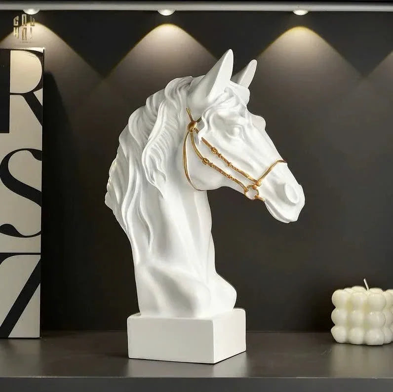 Tượng Đầu Ngựa Composite The Divine Pegasus - White H43-CẬU HAI HOME DECOR