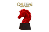 Tượng Đầu Ngựa Trang Trí Nhung Đỏ Tête De Cheval Rouge Velour Armour 29.5-CẬU HAI HOME DECOR