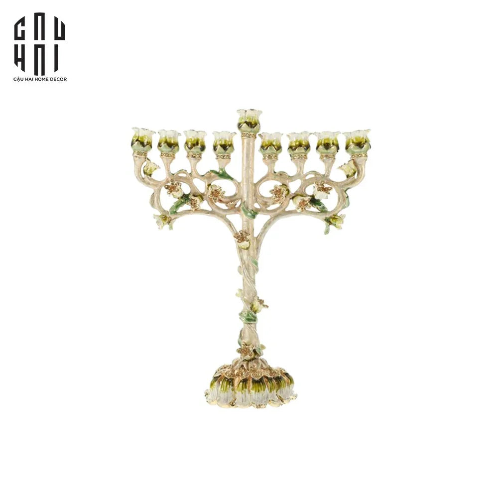 Tượng Đế Nến Hoa Hồng Sacra Rosa Byzantines Babylon Golden Era Ancient Decor Object 18.5 x22.5-TƯỢNG TRANG TRÍ-CẬU HAI HOME DECOR
